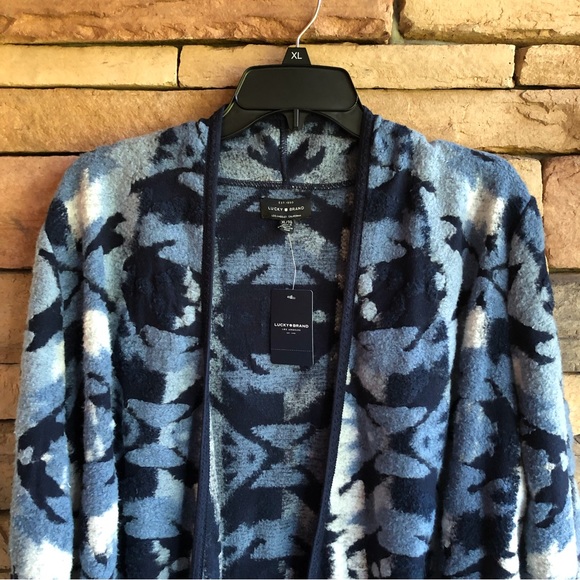 Lucky Brand blue fringe open cardigan sweater NWT Medium & XL - Picture 5 of 14